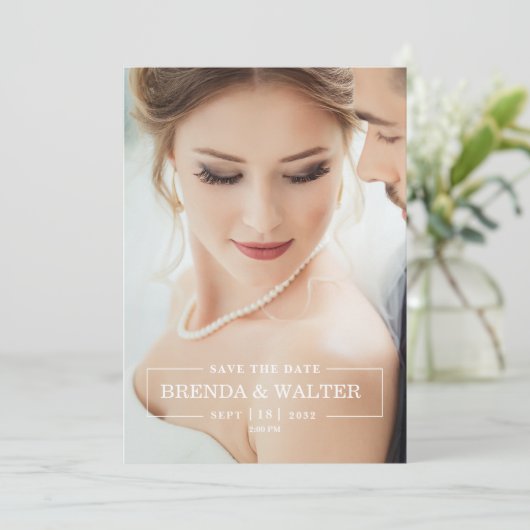 Invitation Elegant Soft Focus Custom Photo Portrait Wedding (Debout devant)