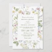 Invitation Elegant Soft Pastel Wildflower QR Code Wedding (Devant)