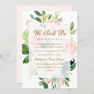 Invitation Élégant Soft Peach Bloom Vow Renouvellement Annive