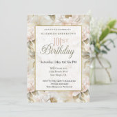 Invitation Elegant Soft Pink Ivory Peony 101st Birthday  (Debout devant)