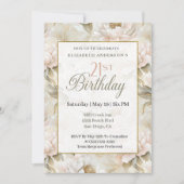 Invitation Elegant Soft Pink Ivory Peony 21st Birthday  (Devant)
