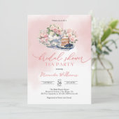 Invitation Elegant Soft Pink Roses Bridal Shower Tea Party (Debout devant)