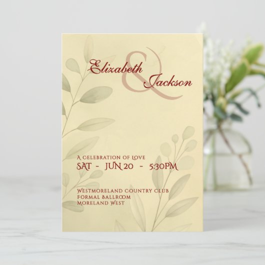 Invitation Elegant Soft Romantic Botanical Script Wedding (Debout devant)