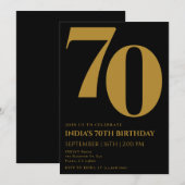 Invitation Elégant Soixante-dix Black & Gold 70e anniversaire (Devant / Derrière)