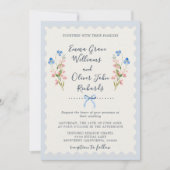 Invitation Elegant Something Blue Floral Bow Garden Wedding (Devant)