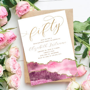 Invitation Élégant Sophistiqué Or Rose 50e Anniversaire