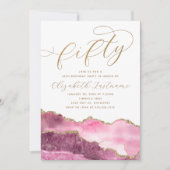 Invitation Élégant Sophistiqué Or Rose 50e Anniversaire (Devant)