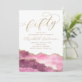 Invitation Élégant Sophistiqué Or Rose 50e Anniversaire (Debout devant)