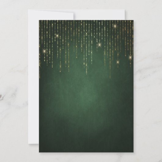 Invitation Élégant Sparkling Gold String Lumières Mariage ver (Dos)