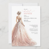 Invitation Elegant Sparkling Pink Bride Dress Bridal Shower (Devant)