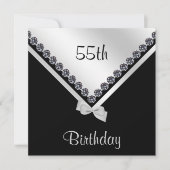 Invitation Elégant Sparkly Diamonds & Silver Bow 55e (Devant)