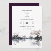 Invitation Elégant Spoonbill Couple Watercolor Plage Mariage (Devant / Derrière)