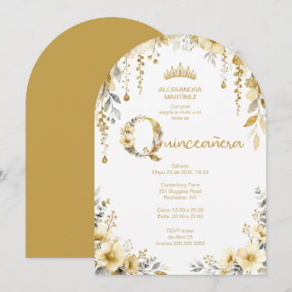 Invitation Elegant Spring Floral Beige Tones Quinceañera