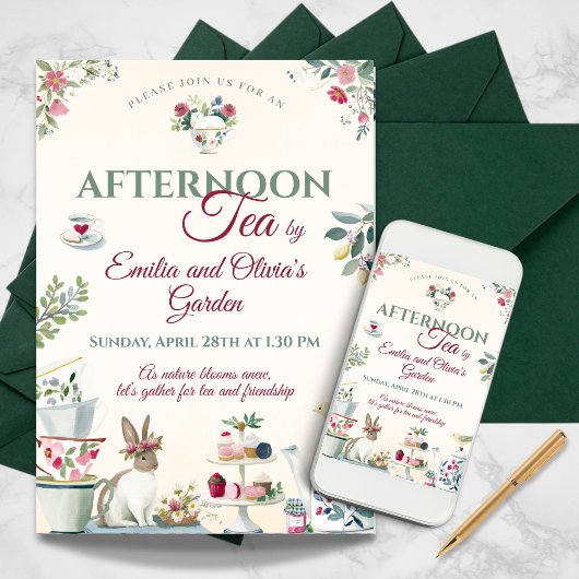 Invitation Elegant Spring Garden Afternoon Tea Party