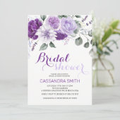 Invitation Elegant Spring Violet Floral Bridal Shower (Debout devant)