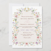 Invitation Elegant Spring Wildflower Meadow QR Code Wedding (Devant)