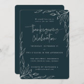 Invitation Élégant Spruce Moderne Feuille Motif Thanksgiving (Devant / Derrière)