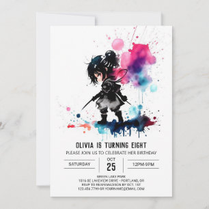 Invitation Elégant Spy Ninja Digital Girl Anniversaire