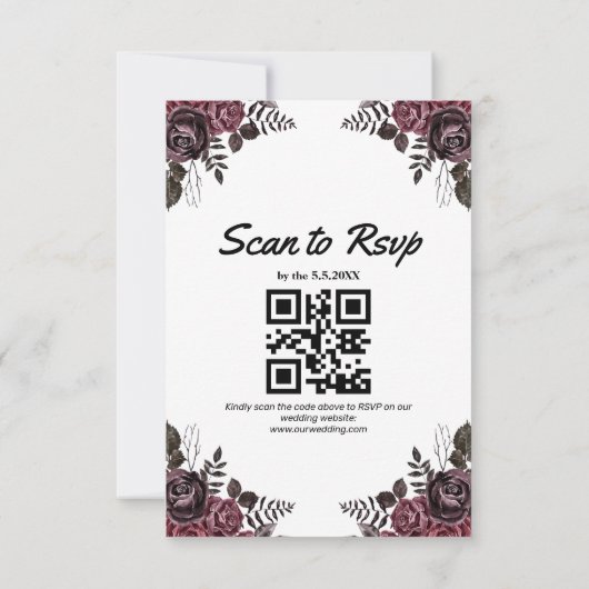 Invitation élégant squelettes halloween floral mariage qr cod (Dos)
