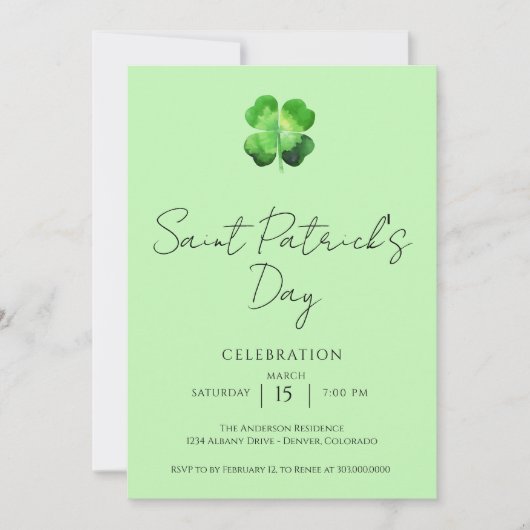 Invitation Elegant St Patricks Day Party  (Devant)