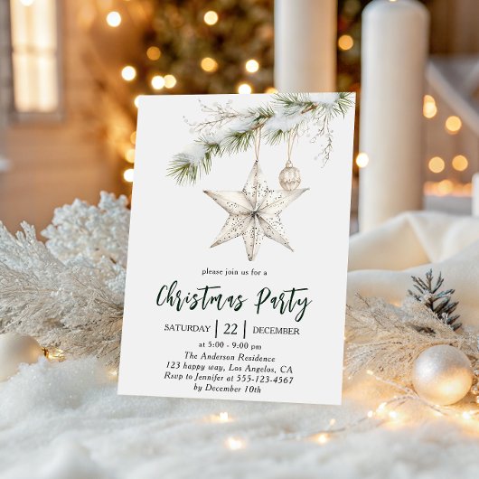 Invitation Elegant Star Christmas Party | Winter Holiday