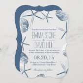 Invitation Elégant Starfish & Sand Dollar Beach Mariage (Devant / Derrière)