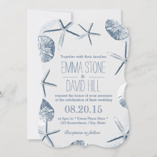Invitation Elégant Starfish & Sand Dollar Beach Mariage