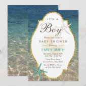 Invitation Elégant Starfish Tropical Beach Boy Baby shower (Devant / Derrière)