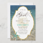 Invitation Elégant Starfish Tropical Beach Girl Baby shower (Devant)
