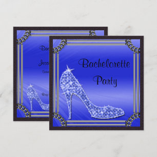 Invitation Élégant Stiletto Bleu Cadre Argenté pour Enterreme