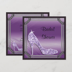 Invitation Élégant Stiletto Mariage Lilac Cadre Argenté