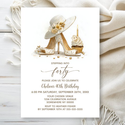 Invitation Elegant Stiletto Shoes 40th Birthday Party