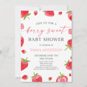 Invitation Elegant Strawberry A Berry Sweet Baby Shower (Devant)