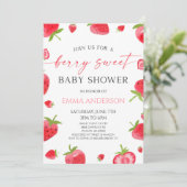 Invitation Elegant Strawberry A Berry Sweet Baby Shower (Debout devant)
