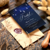 Invitation Élégant String Lights Blue Night Fête des mariées