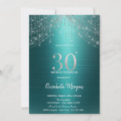 Invitation Elegant String Lights Green Metallic 30th Birthday (Devant)