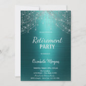 Invitation Elegant String Lights Green Metallic Retirement  (Devant)