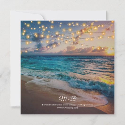 Invitation Élégant String Lights Summer Beach Mariage (Dos)