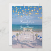 Invitation Elégant String Lights Summer Ocean Beach Mariage (Devant)