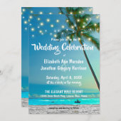 Invitation Elégant String Lights Tropical Beach Mariage (Devant / Derrière)