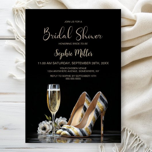 Invitation Elegant Striped High Heel Shoes Bridal Shower