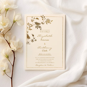 Invitation Élégant style ivoire or floral luxe Mariage