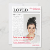 Invitation Élégant style journal Funérailles (Devant)