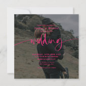 Invitation Élégant style moderne néon rose mariage photo (Devant)