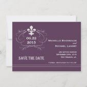 Invitation Élégant Style Rétro Fleur de Lis Save the Date (Devant)
