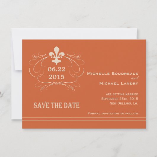 Invitation Élégant Style Rétro Fleur de Lis Save the Date (Devant)