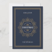 Invitation Elégant style Vintage Marine Blue Christmas Party (Devant)