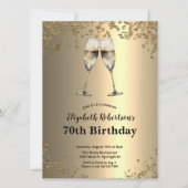 Invitation Elegant Stylish Black and Gold 70th Birthday  (Devant)