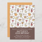 Invitation Elégant Stylish Drinks Cocktail 42e anniversaire (Devant / Derrière)