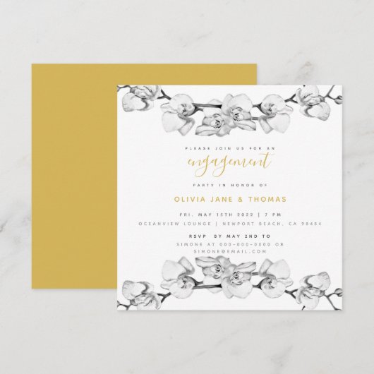 Invitation Élégant Stylish moderne Floral Engagement Party (Devant / Derrière)